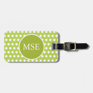 Green White Polka Dot Pattern Luggage Tag