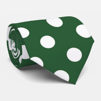 Green white polka dot pattern tie