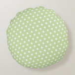 Green & White Polka Dot Round Pillows<br><div class="desc">Simple and elegant,  this Green & White Polka Dot Pattern Round Pillow is the perfect accent to your living room,  den or bedroom.  Mix and match the colours in every room in your house.</div>