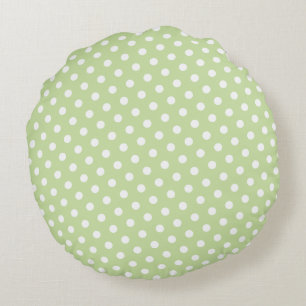 Green & White Polka Dot Round Pillows