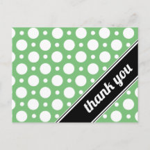 Green & White Polka Dot Thank You Postcards