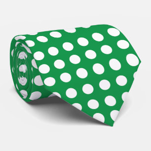 Green White Polka Dot Vintage Retro Tie