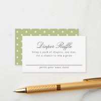 Green White Polka DotBaby Shower Diaper Raffle