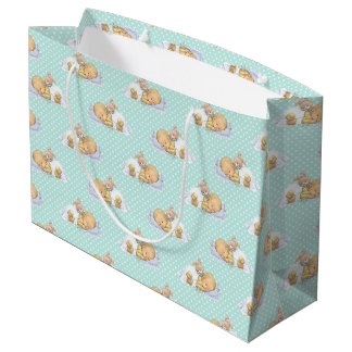 GREEN & WHITE POLKA DOTS WITH SLEEPING BABY LARGE GIFT BAG