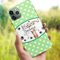 Green & white polkadot, cute kittens custom