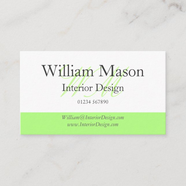 Green & White Professional Business Card (Front)