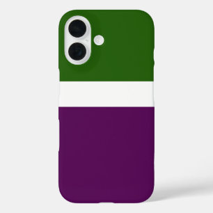Green White Purple Plain Colour Block Design iPhone 16 Case
