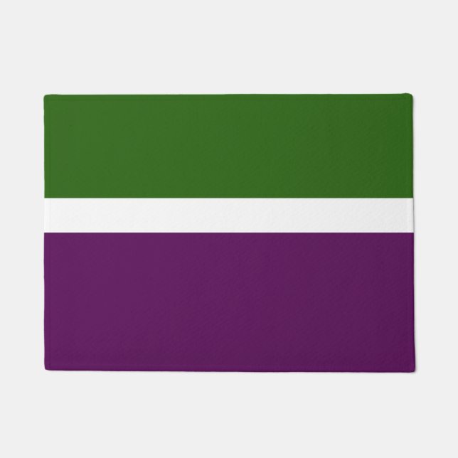 Green White Purple Plain Colour Block Design  Doormat (Front)