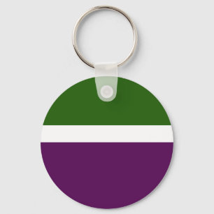 Green White Purple Plain Colour Block Design Key Ring