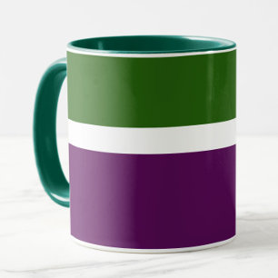 Green White Purple Plain Colour Block Design Mug