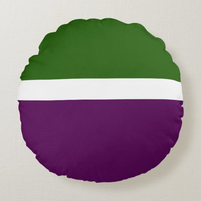 Green White Purple Plain Colour Block Design  Round Cushion (Front)