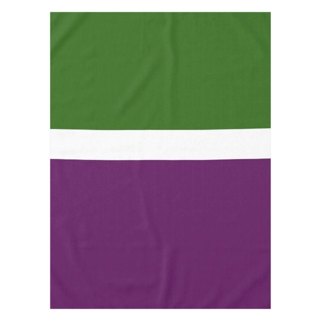 Green White Purple Plain Colour Block Design  Tablecloth (Front)