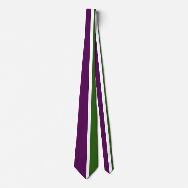 Green White Purple Plain Colour Block Design  Tie (Front)