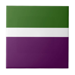 Green White Purple Plain Colour Block Design  Tile