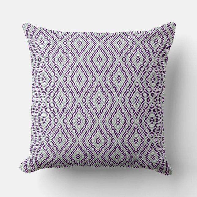 Green White & Purple Teardrop Geometric Pattern Cushion (Front)