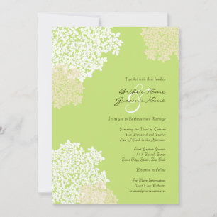 Green & White Queen Anne's Lace Wedding Invitation
