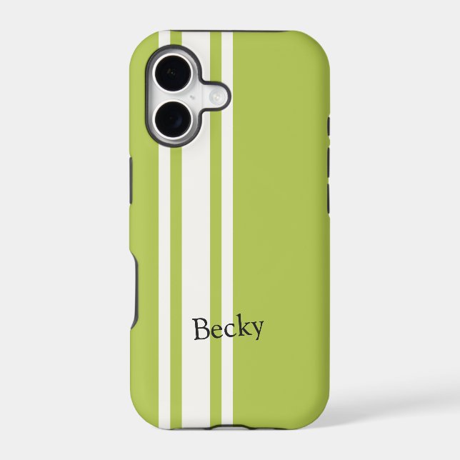 Green White Racing Stripes Serif Name (Back)
