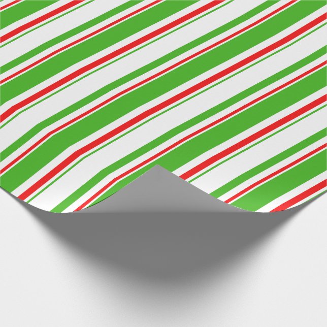 Green, White, Red Christmas Inspired Pattern Wrapping Paper (Corner)