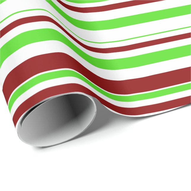 Green, White, Red Christmas Style Pattern Wrapping Paper (Roll Corner)