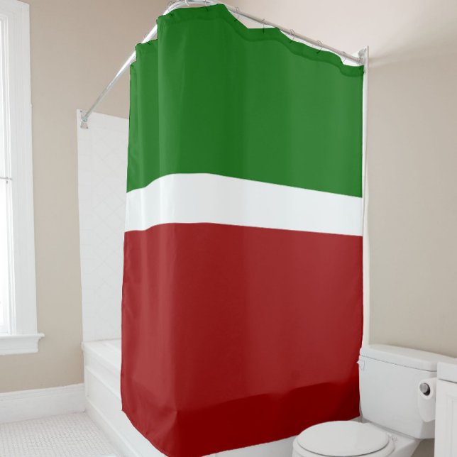 Green White Red Colour Block Style Design  Shower Curtain (Creator Uploaded)