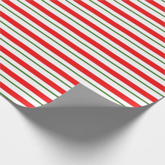 Green, White, Red Coloured Christmas Inspired Wrapping Paper (Corner)