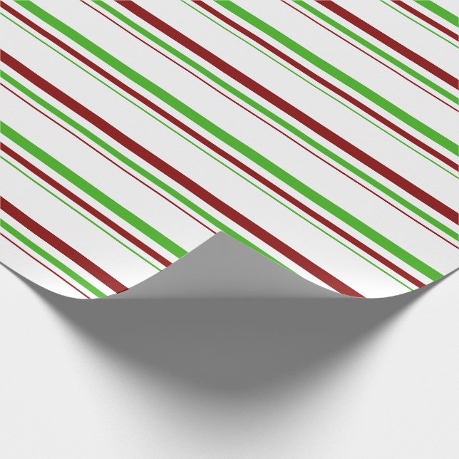 Green, White, Red Coloured Christmas-Style Pattern Wrapping Paper (Corner)