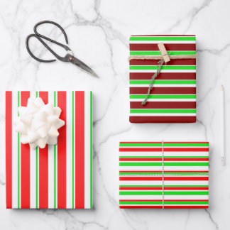 Green, White, Red Coloured Christmas-Style Pattern Wrapping Paper Sheet