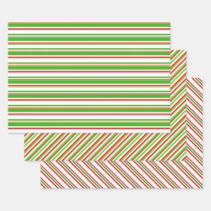 Green, White, Red Coloured Christmas Style Pattern Wrapping Paper Sheet