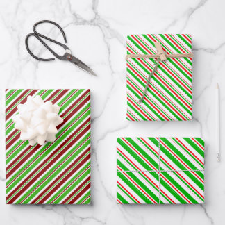 Green, White, Red Coloured Christmas Style Pattern Wrapping Paper Sheet