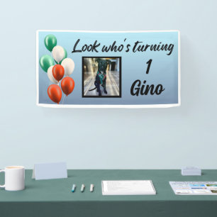 Green white red Ital balloons look who’s turning Banner