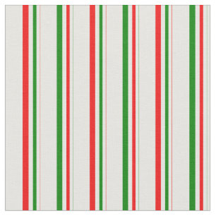 Green, White, Red Striped Pattern Fabric
