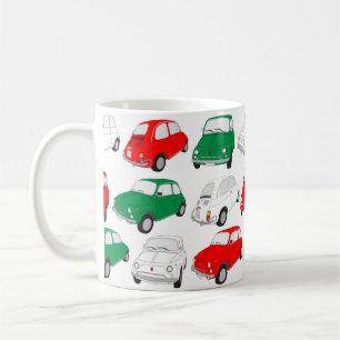 Green, White & Red Vintage Italian Car Pattern Mug