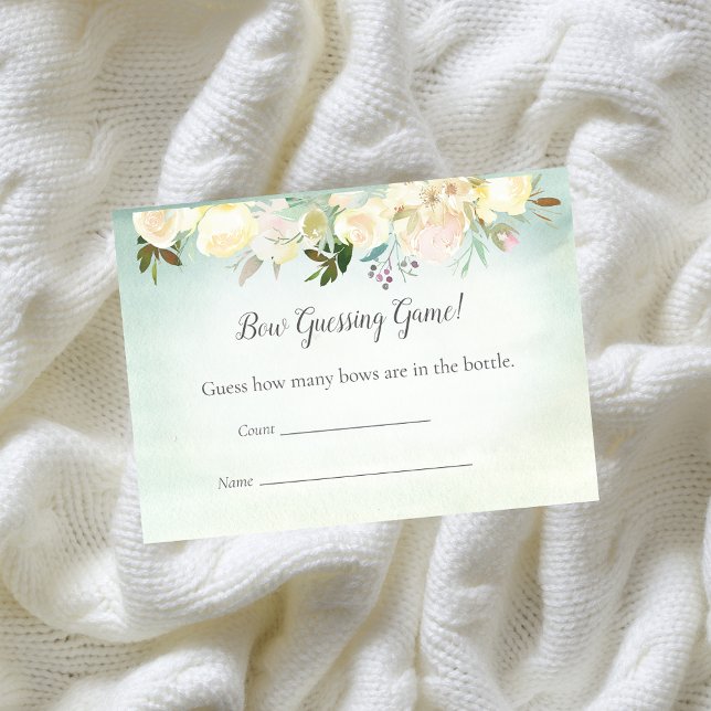 Green White Rose Guessing Game Baby Shower Enclosure Card (Creator Uploaded)