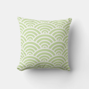 Green & White Scallop Cushion