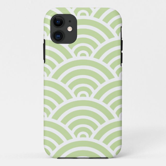 Green & White Scallop Pattern Case-Mate iPhone Case (Back)