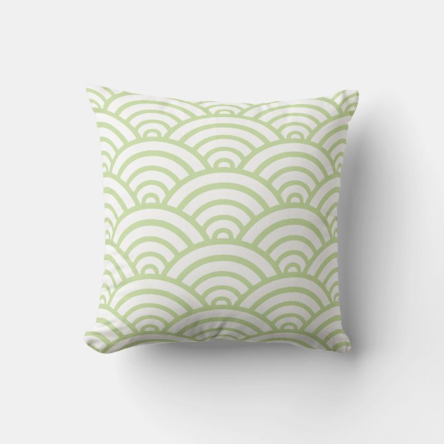 Green & White Scallop Pattern Cushion (Front)
