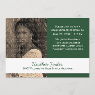 Green/White School Colour Blocks Grad Invite