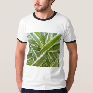 Green & White Shaded Floral Leaf Design T-Shirt