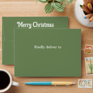 Green White Simple Minimalist Modern Christmas Envelope