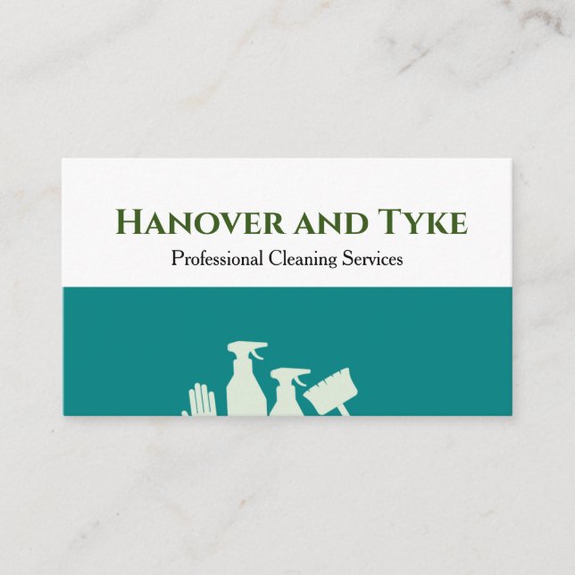 Green White Simple Professional Cleaning  Business Card (Front)