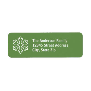 Green & White Snowflake - Return Address Label