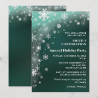 Green White Snowflakes Corporate Holiday Party
