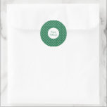 Green White Snowflakes Holidays Christmas  Classic Round Sticker<br><div class="desc">Green and white snowflakes adorn these holiday Christmas stickers/envelope seals.</div>