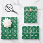 Green White Snowflakes Holidays Christmas  Wrapping Paper Sheet<br><div class="desc">Green and white snowflakes adorn these holiday Christmas wrapping paper sheets.</div>