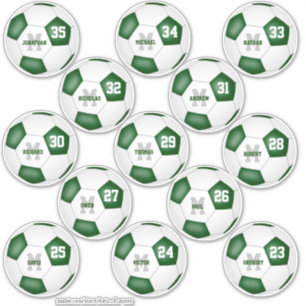 green white soccer 13 individually personalised