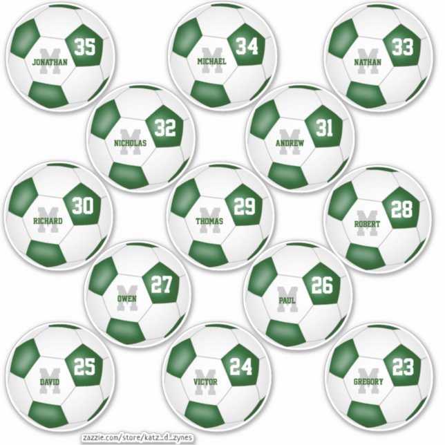 green white soccer 13 individually personalised (Front)