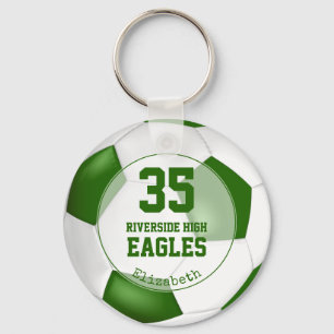 green white soccer ball w team colours girls' key ring