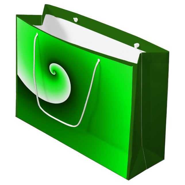 Green White Spiral Gradient Large Gift Bag (Front Angled)