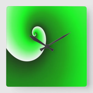 Green White Spiral Gradient Square Wall Clock