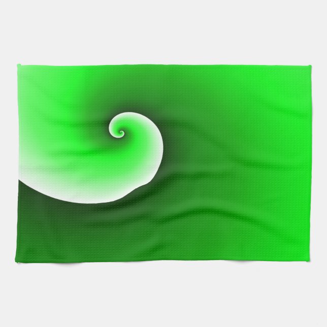 Green White Spiral Gradient Tea Towel (Horizontal)